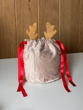 Load image into Gallery viewer, Reindeer Velvet bags with brown antlers - large size