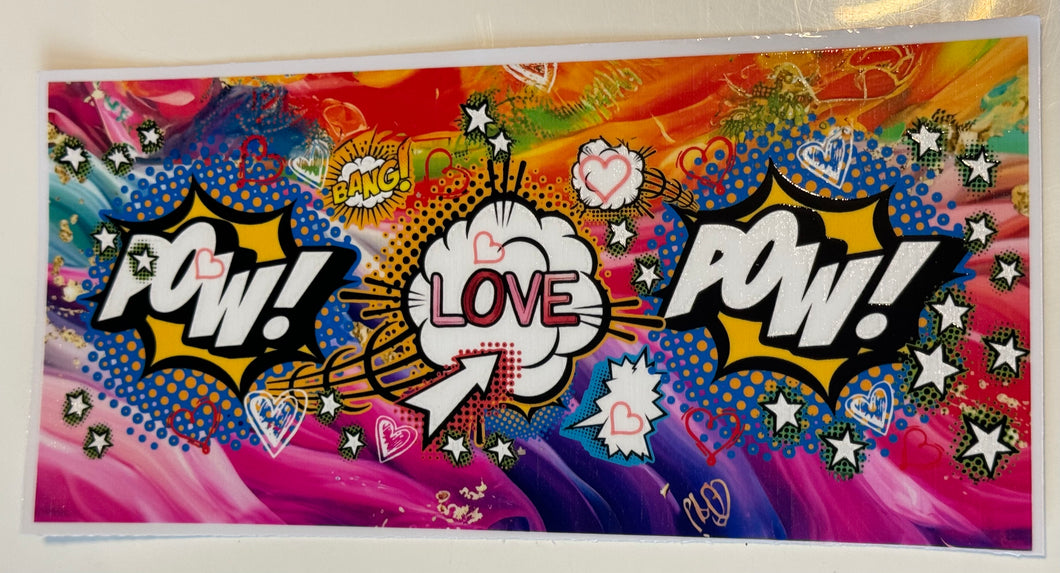 UV DTF -  Pow Love Bang Cartoon Rainbow - 16oz Libby Can