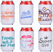 Load image into Gallery viewer, Sublimation white beer cooler coshie.
