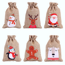 Load image into Gallery viewer, Christmas themed jute drawstring bags - assorted designs
