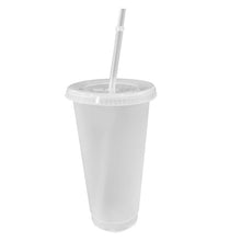Load image into Gallery viewer, Frosted cold cup with lid and straw.
