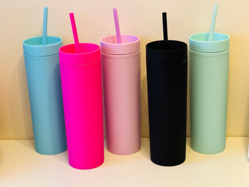 Blank SKINNY TUMBLERS 12 Pack Colored 16oz Bulk Acrylic Tumbler Cups DIY  Wholesale, Wedding / Party Favor, Teacher Gift Supplies 