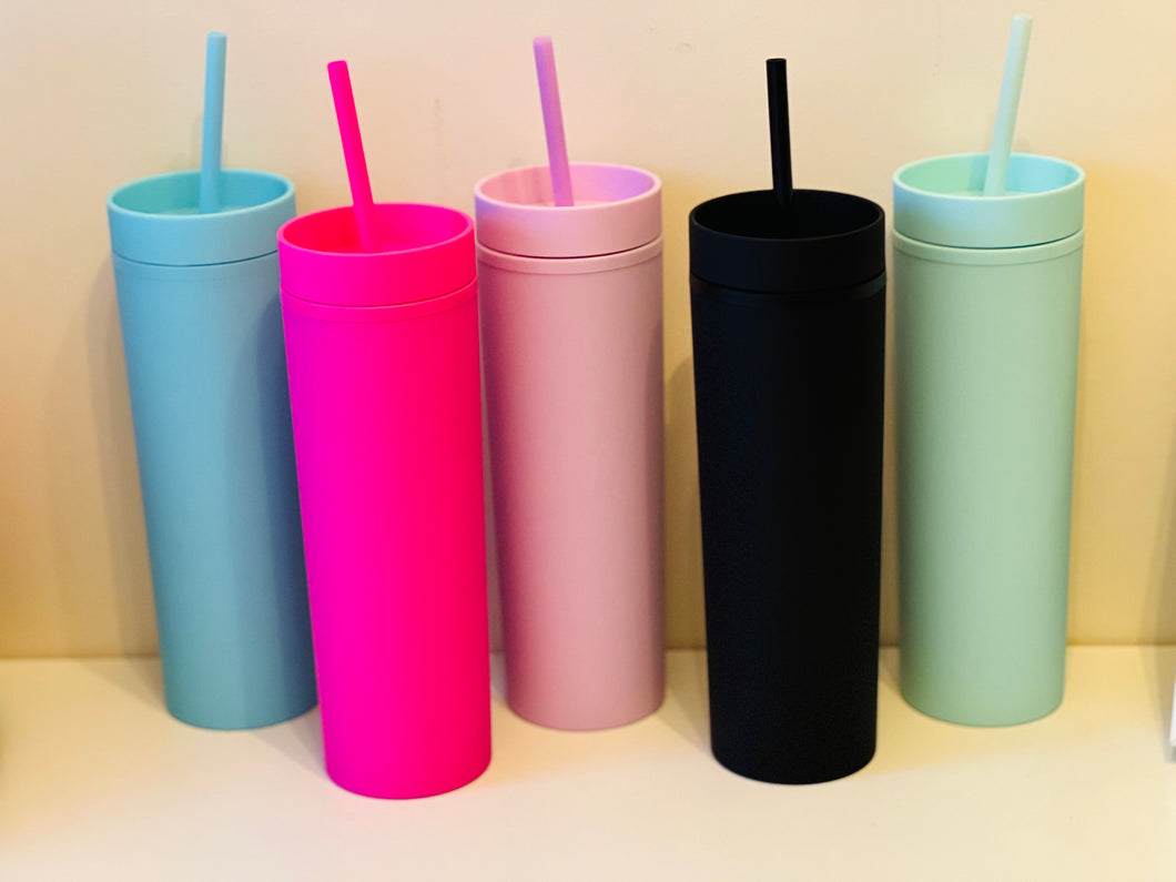 16oz Skinny Tumblers - New colour range - matching straws