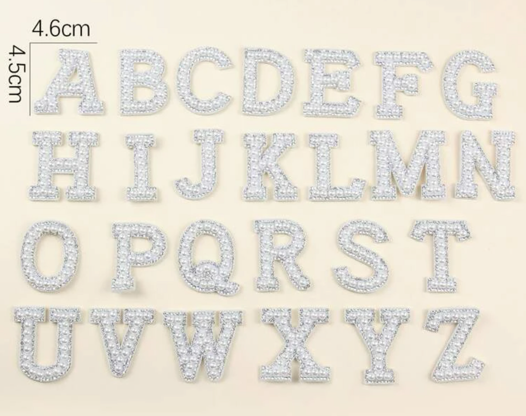 Pearl Diamante Alphabet iron on letter
