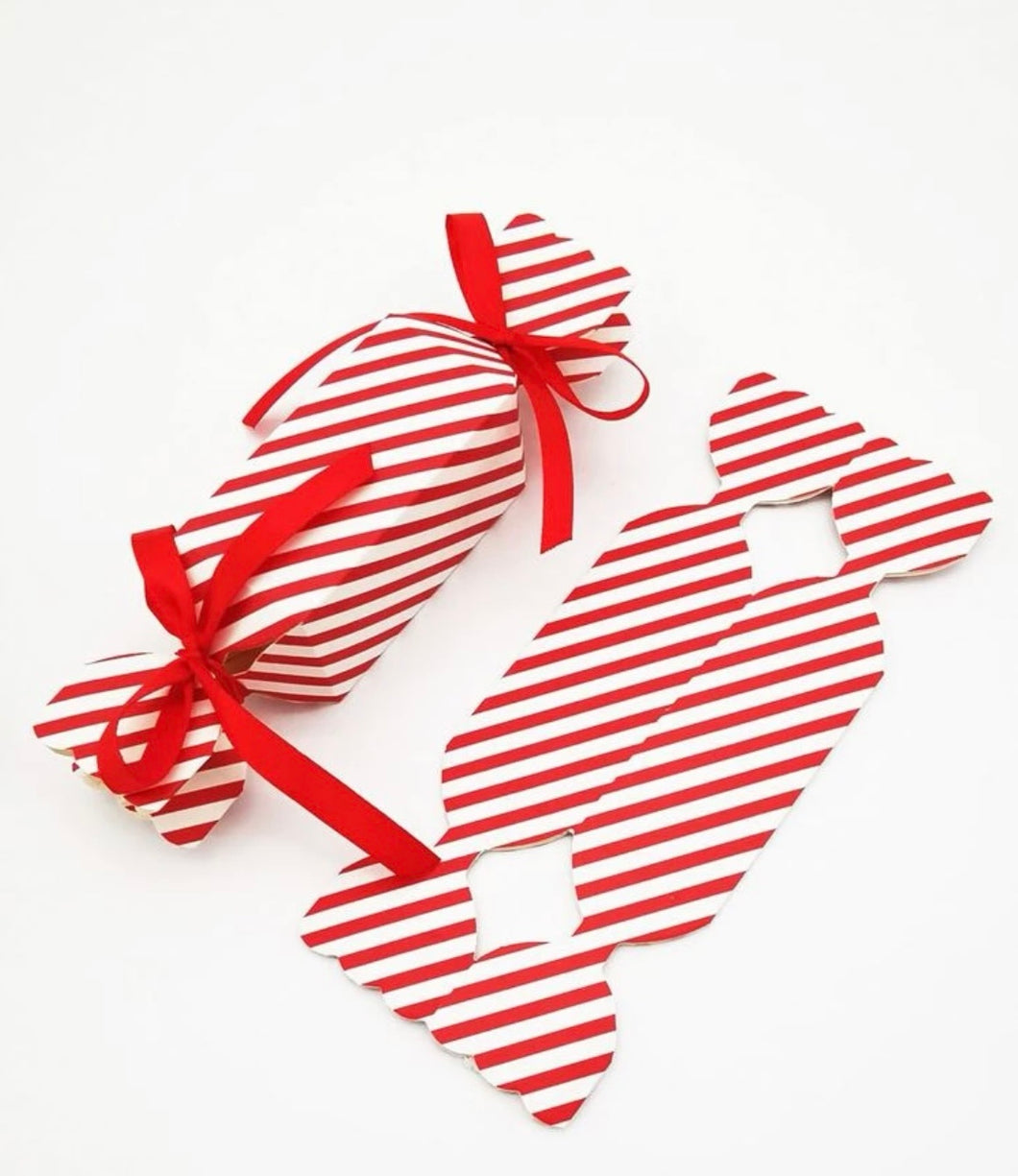 Candy cane stripe crackers with ribbons - 5 pack