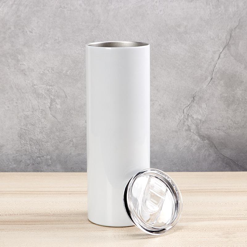 Sublimation double walled skinny tumbler, clear lid slot.
